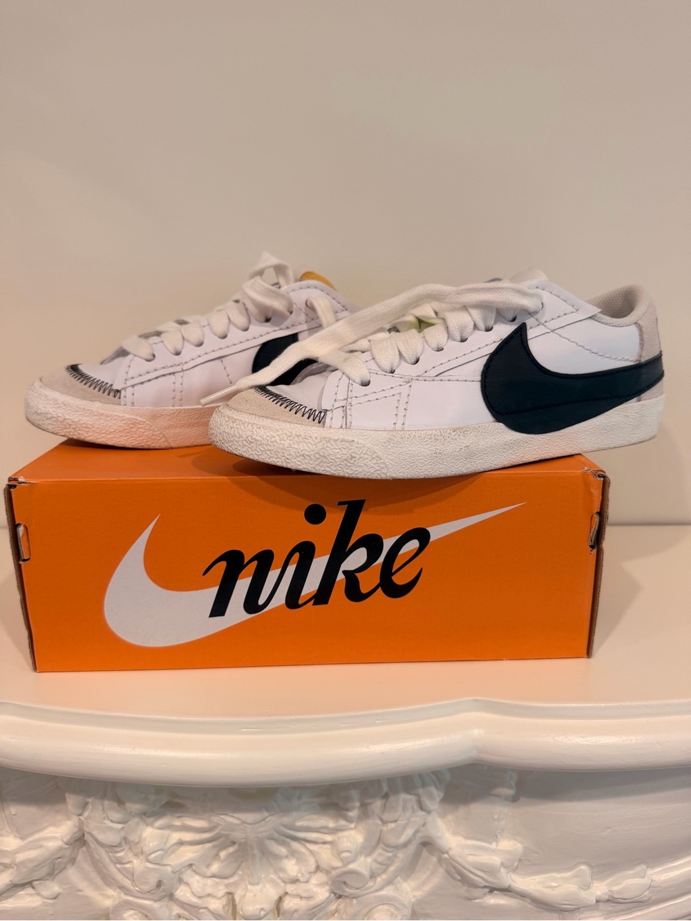 Nike Women’s Low Too Sneakers with Black Jumbo Swoosh